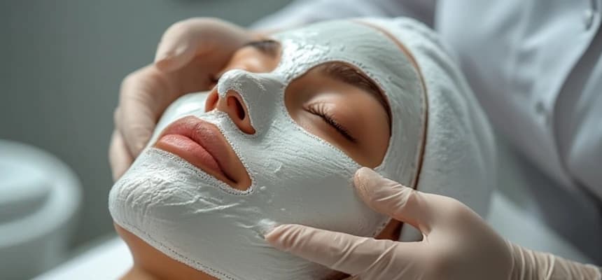 A close-up of a person receiving a gentle facial treatment.